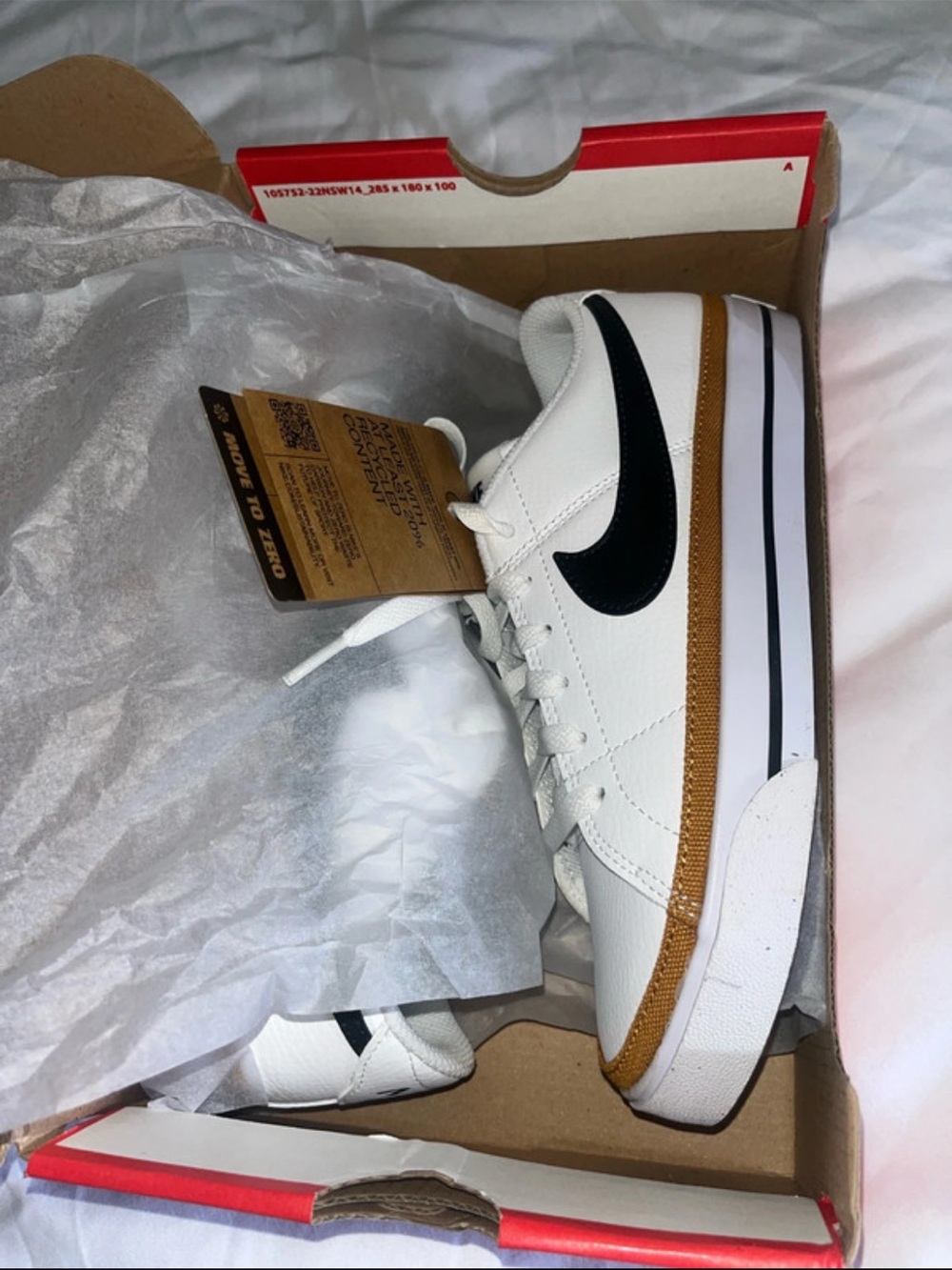 Nike court legacy NW Leather Sneakers with Black Swoosh and Brown Trim